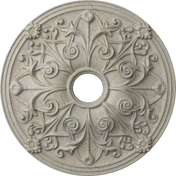 Ekena Millwork Jamie Medallion (Canopies up to 3 7/8"), 23 5/8"OD x 3 7/8"ID x 2 1/8"P, Pot of Cream Crackle CM23JAPCC - main